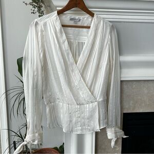 Guess Flowy White Striped Blouse